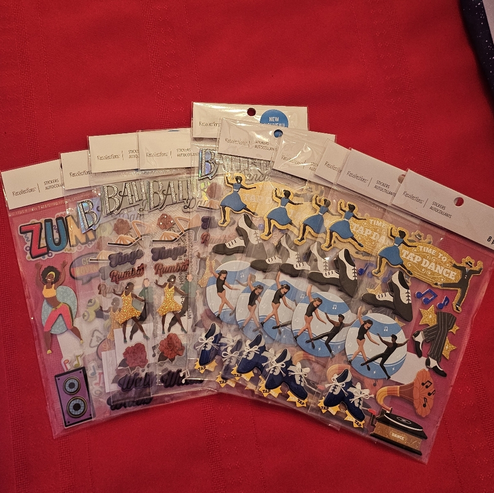 NWT - Recollections DANCE Stickers Scrapbook. LOT 10 PACKS. Zumba, Ballroom, Tap